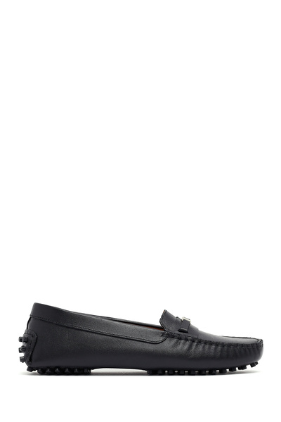 Derimod Women's Black Buckle Leather Loafer, Winter Shoes 25Afd141718