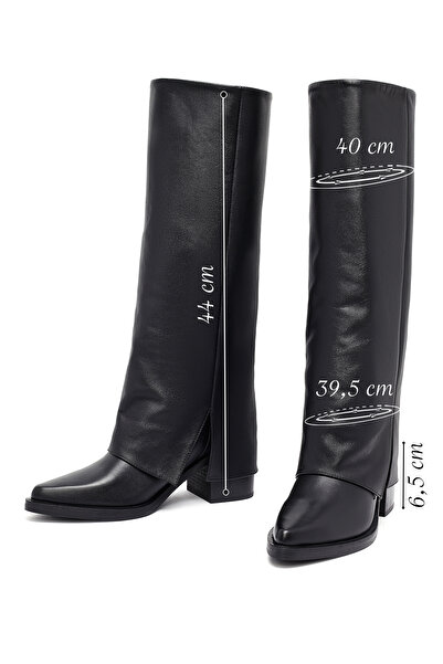 Derimod Women's Black Thick Heeled Leather Boots 25Wfd153918