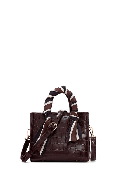 Derimod Women's Burgundy Long Strap Crocodile Patterned Mini Shoulder Bag 25Wbd2713E3