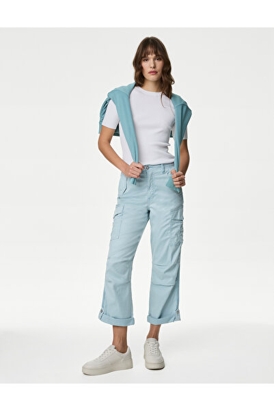 Marks & Spencer Lyocell™ Straight Leg Crop Kargo Pantolon