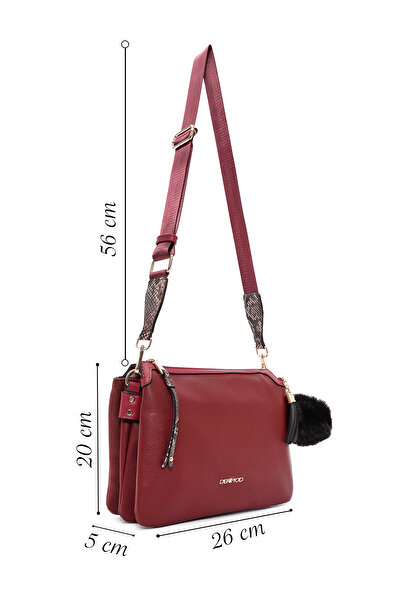 Derimod Women's Burgundy Accessory Detailed Crossbody Bag 25Wbd2460Ft