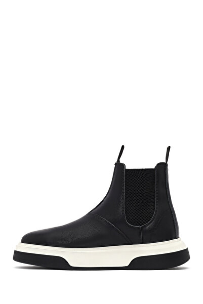 Derimod Men's Black Thick Sole Leather Casual Chelsea Boots 25Wfd681918
