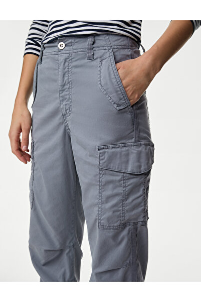 Marks & Spencer Lyocell™ Straight Leg Crop Kargo Pantolon