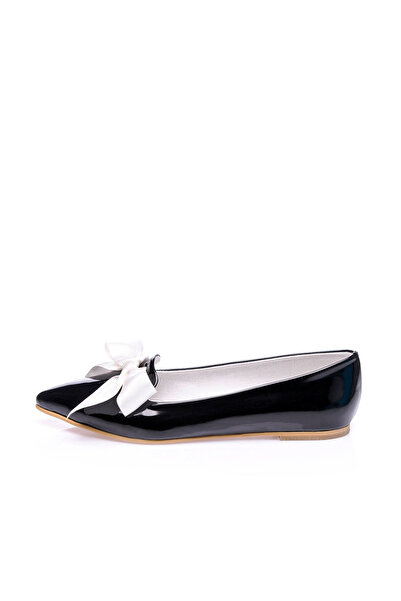 JustBow Women's Daily Black Ballerinas