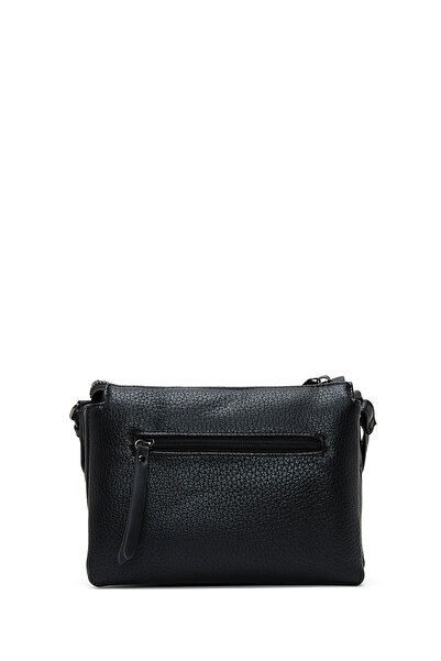 Derimod Geantă neagră pentru femei, cu curea lungă, cu detalii metalice, 25WBD2467FT