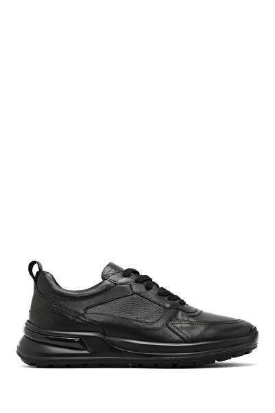Derimod Men's Black Lace-Up Thick Soled Leather Casual Sneaker, Winter Sports Shoes 25Wfd641014