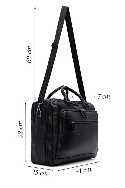 Derimod Men's Black Long Strap Leather Briefcase 25Sbd3014Ft