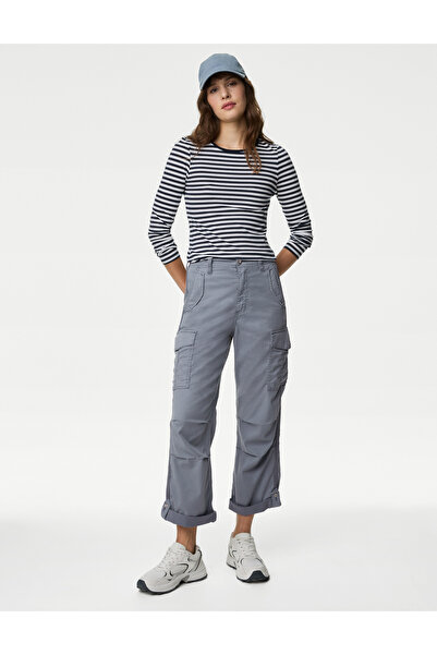 Marks & Spencer Lyocell™ Straight Leg Crop Kargo Pantolon