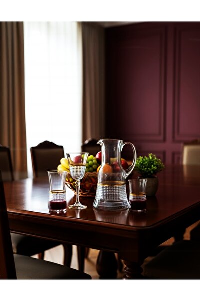 DECOSTYLE Glamis El Yapımı Gold Dekorlu 61 Parça 12 Kişilik Çeyizlik Su ve Çay Takımı