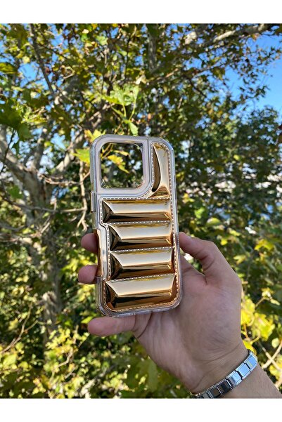 GtTech iPhone 16 Pro Uyumlu Gold Puffy Bulding Hava Yastıklı Kılıf Kapak