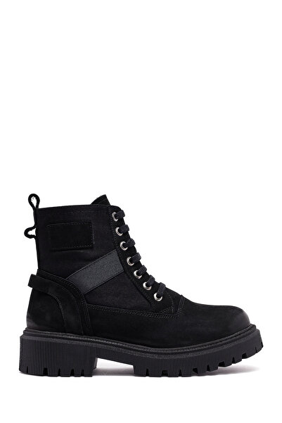 Derimod Women's Black Zippered Leather Boots 25Wfd413114