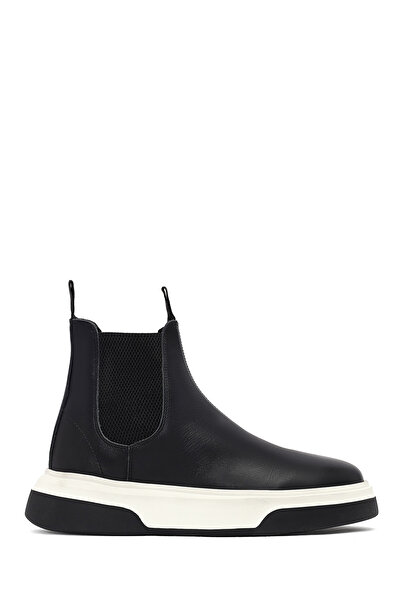 Derimod Men's Black Thick Sole Leather Casual Chelsea Boots 25Wfd681918