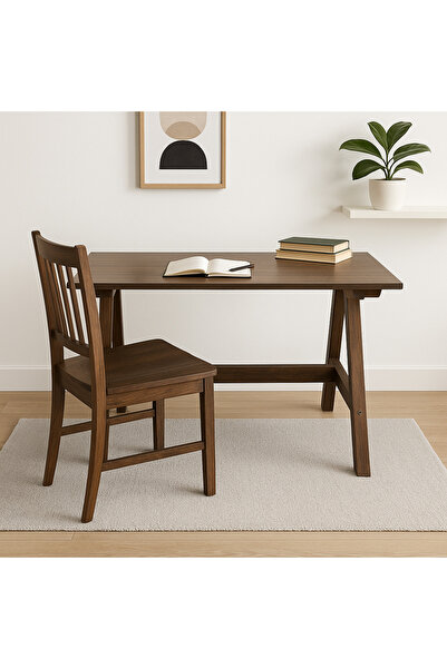 nefes sanat Masa – Doğal Ahşap Ayaklı, MDF Üst, Modern Çalışma Masası"