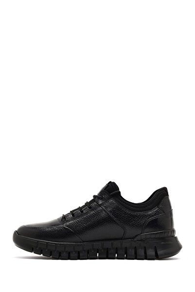 Derimod Men's Black Lace-Up Thick Sole Leather Casual Sneaker, Winter Sports Shoes 25Wfd6418Ft