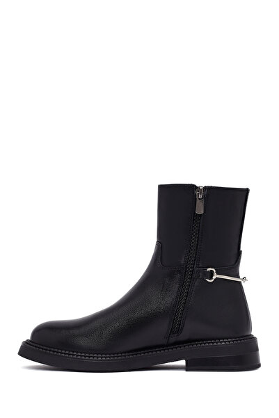 Derimod Γυναικείες δερμάτινες μαύρες μπότες με φερμουάρ 25WFD512718