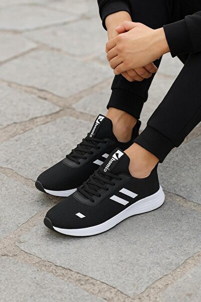 homiro Unisex šněrovací úpletová sportovní obuv Poly Sole-černo-bílá