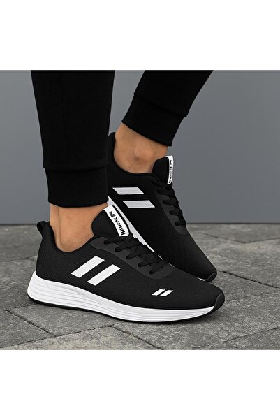 homiro Unisex šněrovací úpletová sportovní obuv Poly Sole-černo-bílá