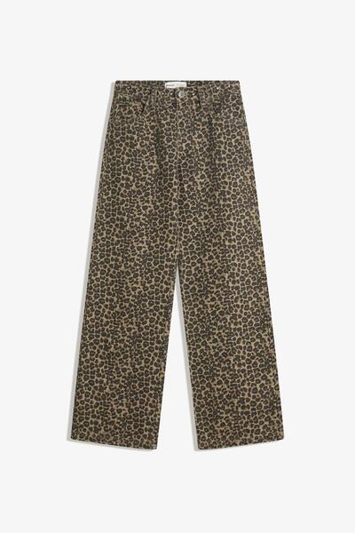 Bershka Straight-leg animal print trousers with studs