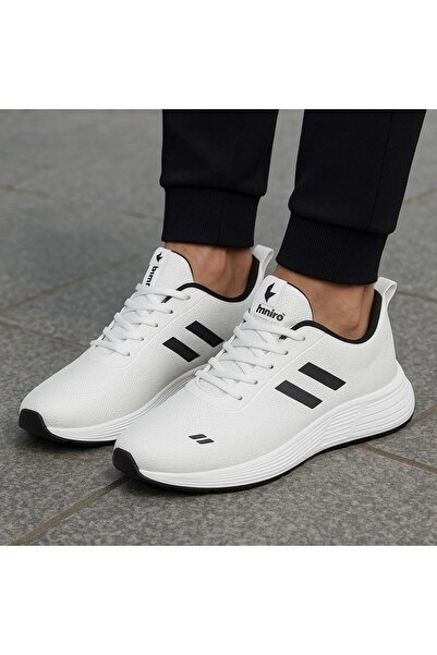 homiro Unisex Lace-Up Knitwear Poly Sole Αθλητικά Παπούτσια-Λευκό-Μαύρο