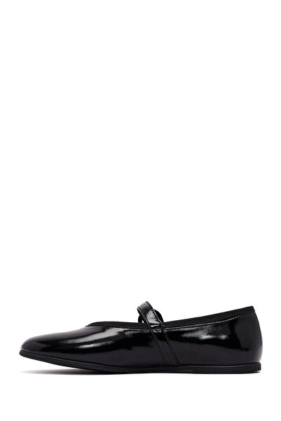 Derimod Women's Black Buckle Patent Leather Ballerina Shoes 25Afd201516