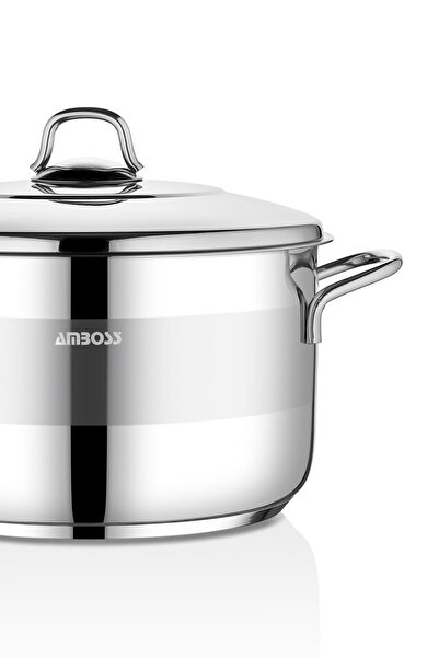 Amboss Oală adâncă din oțel inoxidabil Saphire cu capac din oțel de 30 cm