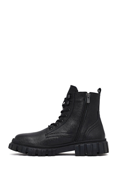 Derimod Men's Black Zippered Leather Casual Boots 25Wfd700818