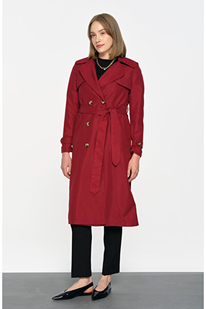 Fatma Atasoy Rüzgarlıklı Trençkot Bordo