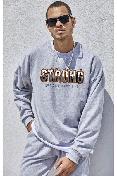 HOFFNUNG Силен анцуг, суитшърт, джоггер - суичър с голяма лента с принт