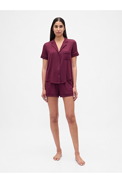 GAP Kadın Bordo Modal Pijama Üstü