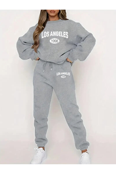 HOFFNUNG Σετ φόρμας φόρμας Los Angeles με στάμπα με λαιμόκοψη κάτω από το κορυφαίο σετ