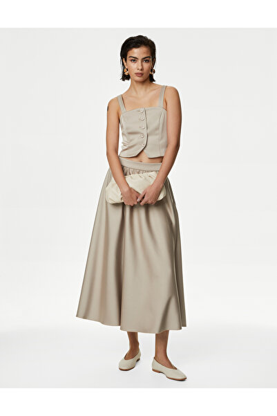 Marks & Spencer Tailored Fit Crop Saten Yelek