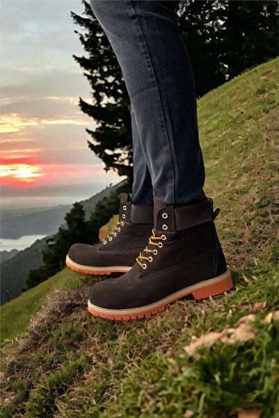 Liger Ανδρικές μπότες Nubuck από γνήσιο δέρμα ΚΑΦΕ