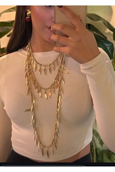 mos&more Marka Model,Gold Çoklu Uzun Elegant Kolye