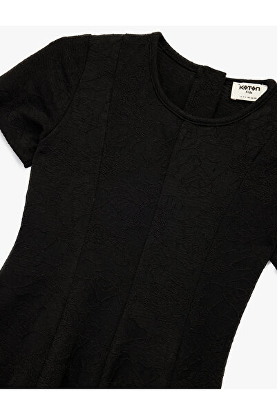 Koton Kısa Kollu Bisiklet Yaka Pileli Basic Elbise