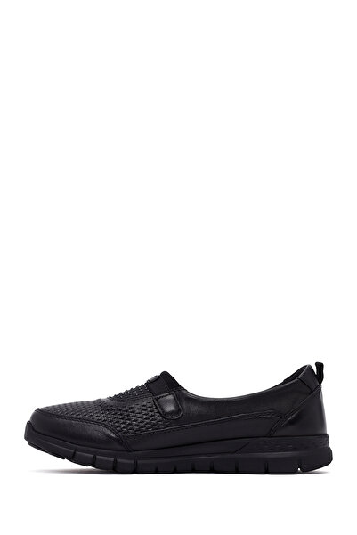 Derimod Women's Black Stone Detailed Leather Comfort Shoes 25Afd500918