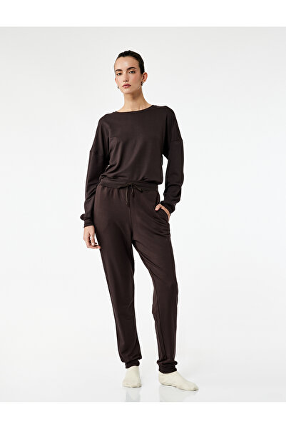 Koton Πιτζάμα με μακρυμάνικο λαιμόκοψη από ύφασμα Modal Comfortable Fit