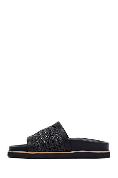 Derimod Γυναικείες Παντόφλες Μαύρες Πλεκτές 25SFE210329