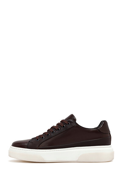 Derimod Erkek Kahverengi Bağcıklı Kalın Tabanlı Deri Sneaker,Kışlık Spor Ayakkabı 25WFD610918