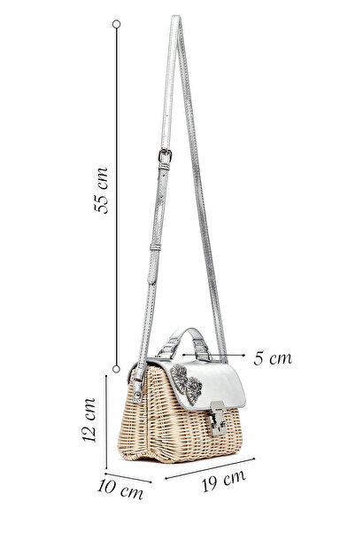 Derimod Women's Silver Accessory Long Strap Straw Crossbody Bag 25Sbd275814