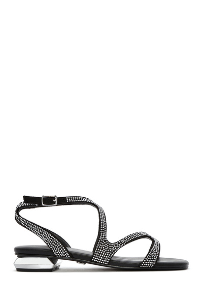 Derimod Women's Black Stone Buckle Sandals 25Sfd4420Ts