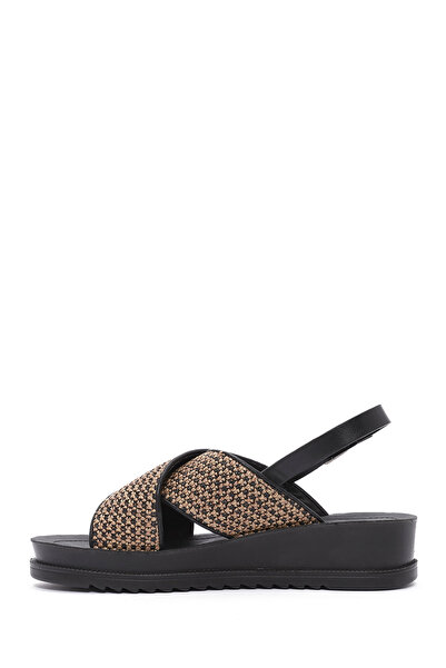 Derimod Women's Brown Back Buckle Thick Sole Straw Sandals 25Sfe4656M7