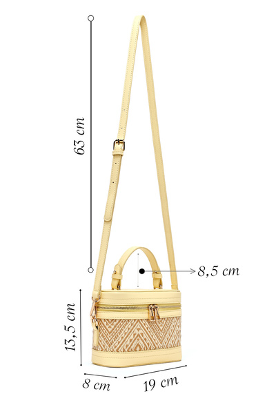 Derimod Women's Yellow Long Strap Patterned Mini Box Crossbody Bag 25Sbd262014