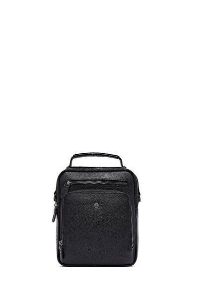 Derimod Men's Black Long Strap Leather Handbag 25Sbd3531Ft