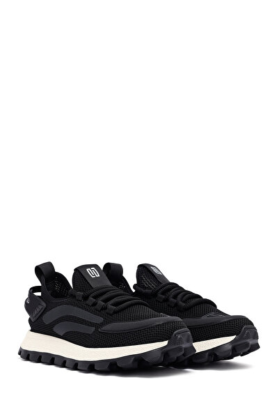 Derimod Zero Erkek Siyah Bağcıklı Kalın Tabanlı Kumaş Sneaker 25SFD69406F