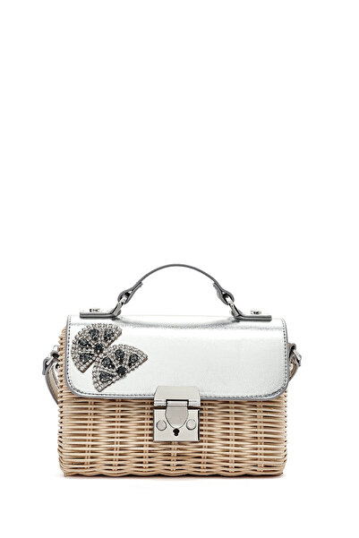 Derimod Women's Silver Accessory Long Strap Straw Crossbody Bag 25Sbd275814