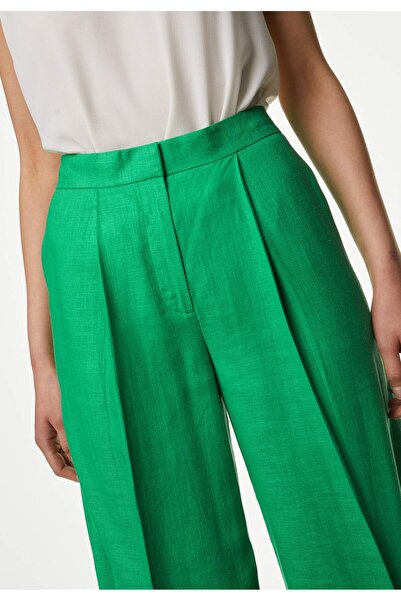 Marks & Spencer Yüksek Bel Wide Leg Keten Pantolon