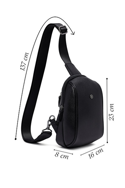 Derimod Мъжка черна кожена чанта през рамо 25SBD3500FT