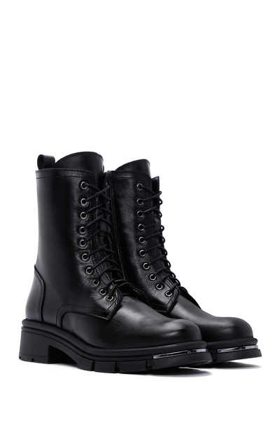 Derimod Kadın Siyah Fermuarlı Deri Postal Bot 25WFD180418