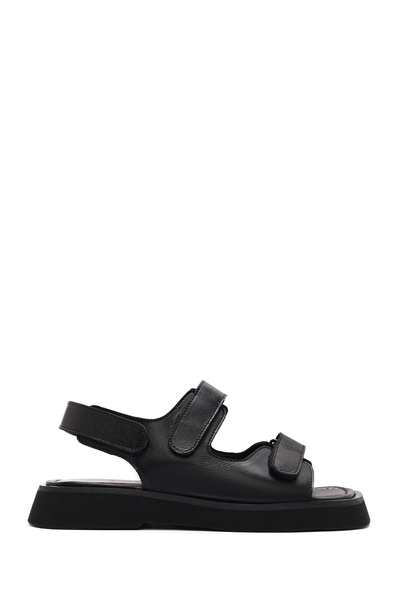 Derimod Women's Black Strappy Leather Sandals 25Sfd130818