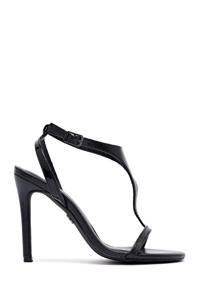 Derimod Women's Black Ankle Buckle High Thin Heeled Sandals 25Sfd443018